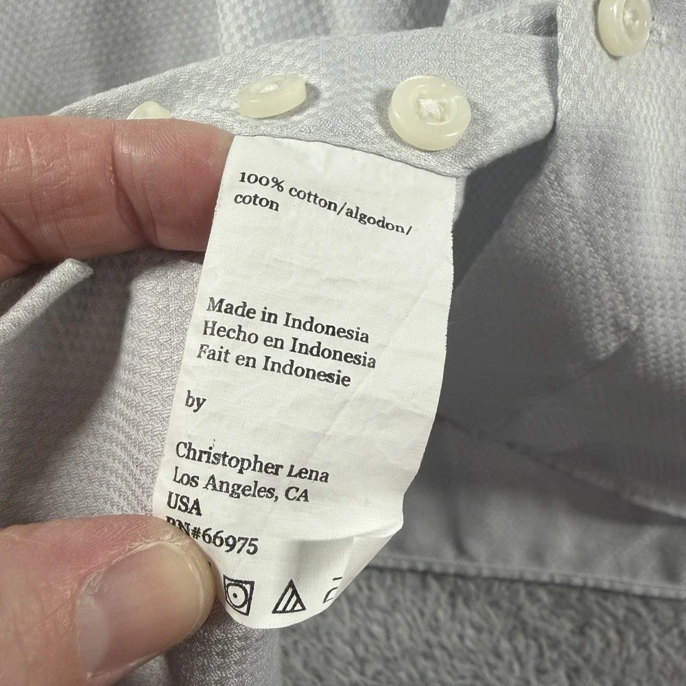 Proper Shirtings Dress Shirt Mens 15 Ivory White Pattern Wrinkle Free - Picture 8 of 9